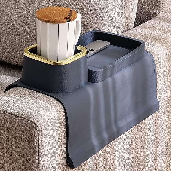 Couch Cup Holder Tray, Anti-Spill and Anti-Slip Recliner Table Tray